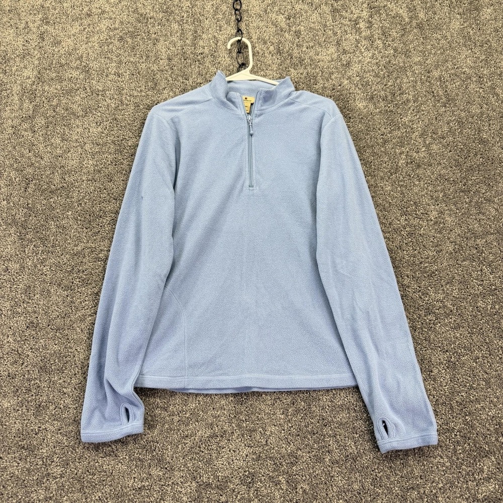 Woolrich Sweater Womens Large Blue Fleece 1/4 Zip Mock Neck Pullover Casual